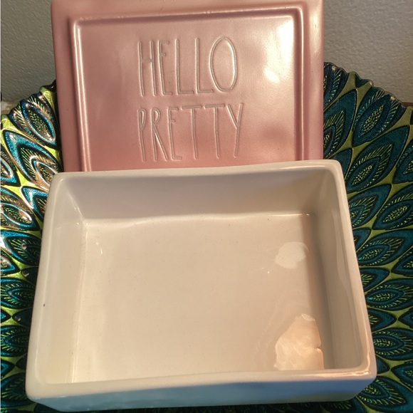💗 RAE DUNN Hello Pretty jewelry box lidded trinket box ceramic EUC - Picture 2 of 5